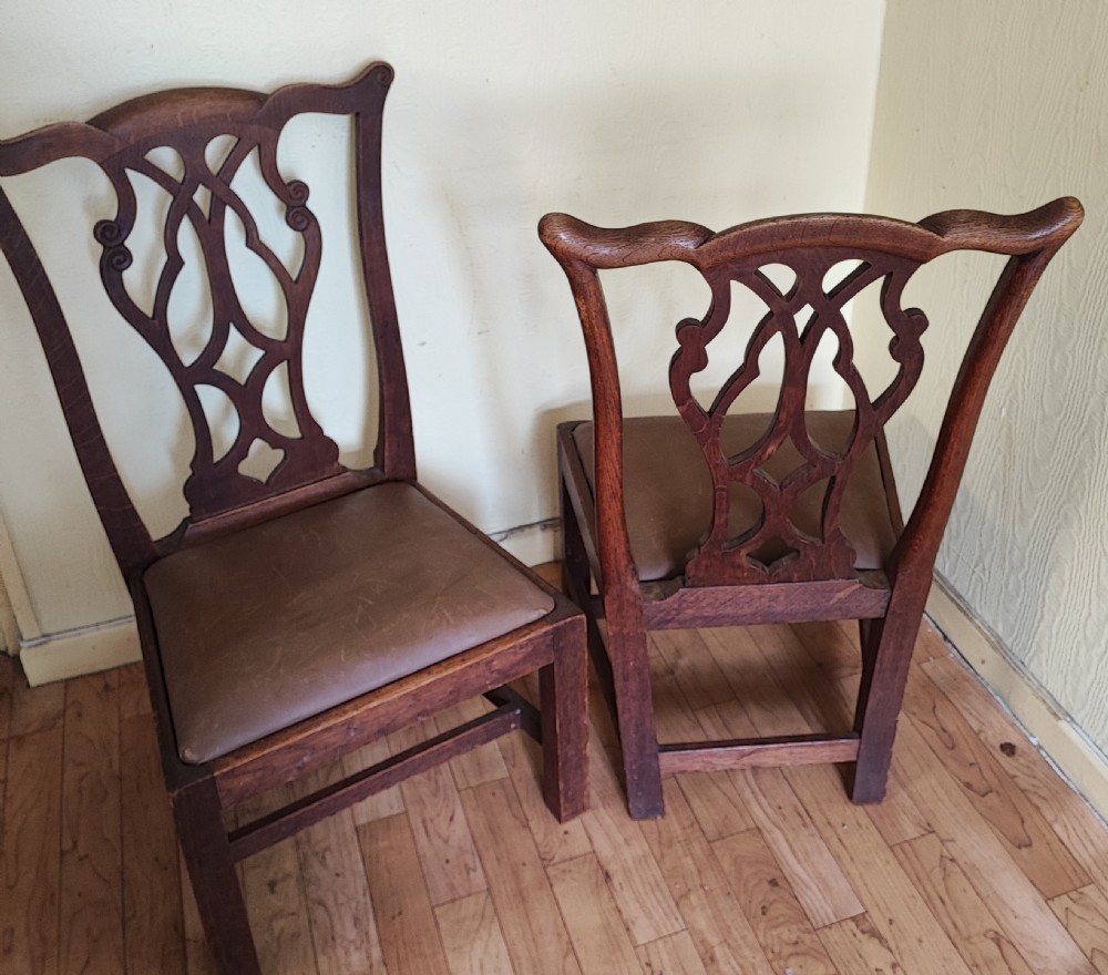 Antique pair of oak nursery chairs in the George III style. View V