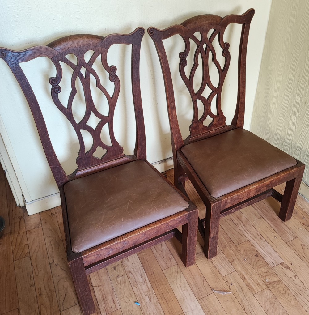 Antique pair of oak nursery chairs in the George III style. View VIII