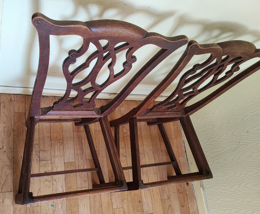 Antique pair of oak nursery chairs in the George III style. View IX