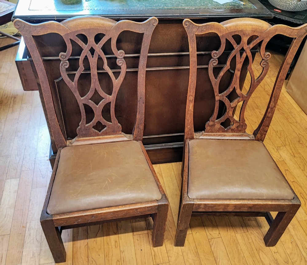 Antique pair of oak nursery chairs in the George III style. View X