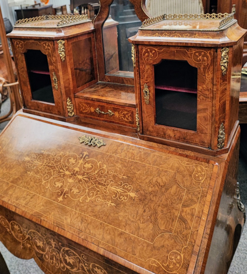 Superb Victorian ladies burr walnut desk. View XIX