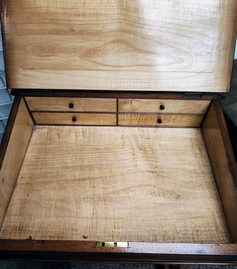 Victorian inlaid burr walnut Davenport. View VII