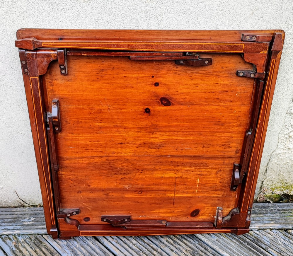 Edwardian inlaid folding card or games table. View VII