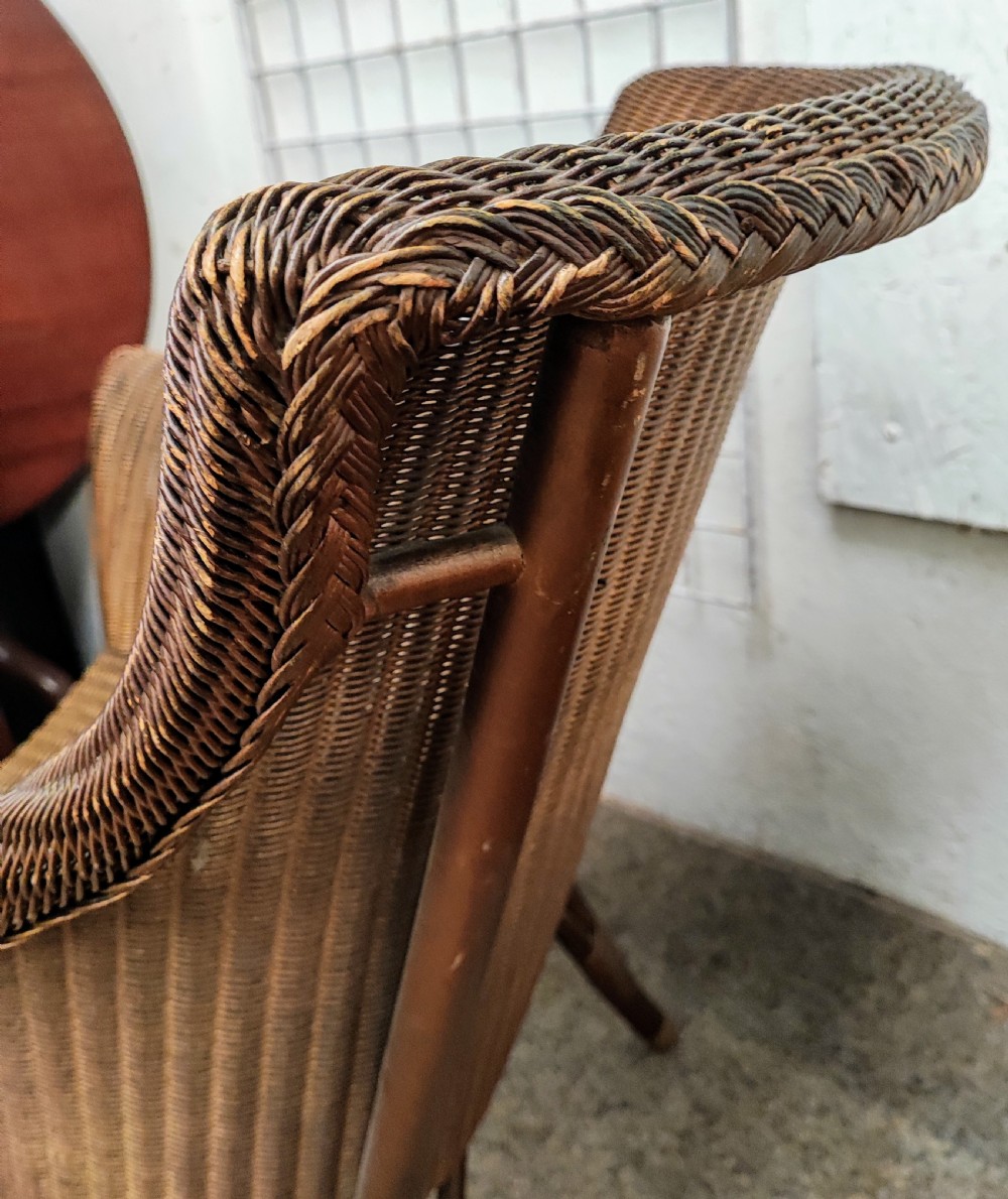 Antique Lloyd loom chair and laundry basket. View VII