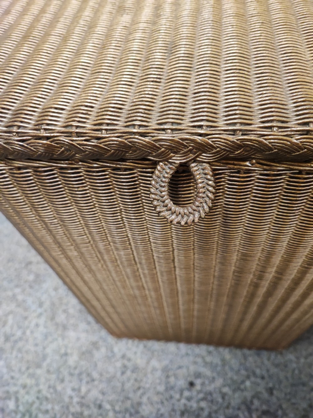 Antique Lloyd loom chair and laundry basket. View XIII