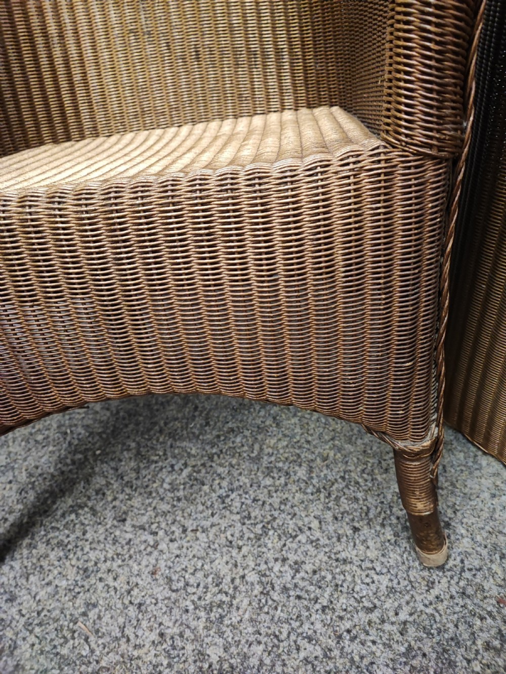 Antique Lloyd loom chair and laundry basket. View XVII