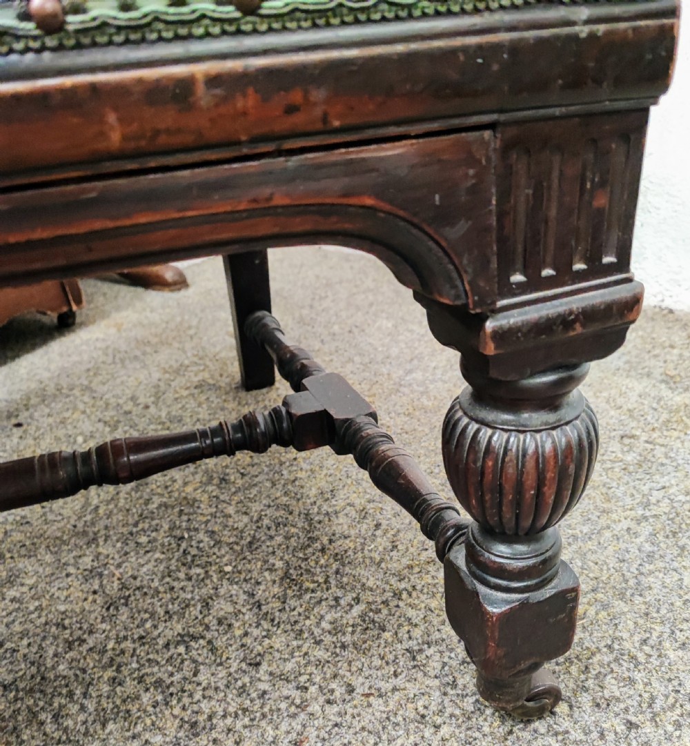 Antique baronial mahogany desk or library armchair. View VI
