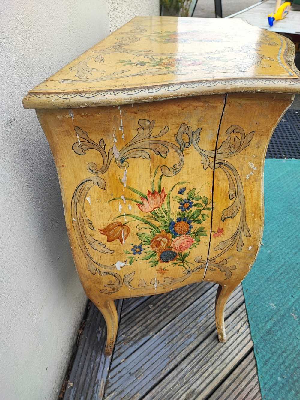 Antique painted Italian, Venetian commode. View IX