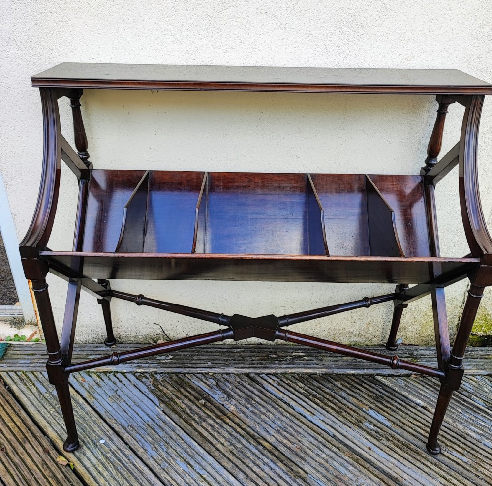 Edwardian mahogany library book trough , in the George III style.