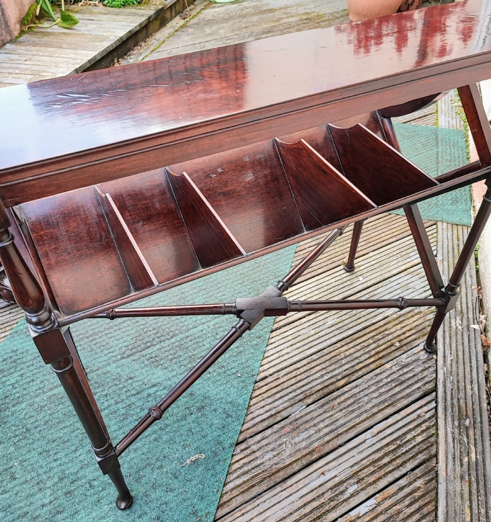 Edwardian mahogany library book trough , in the George III style. View III