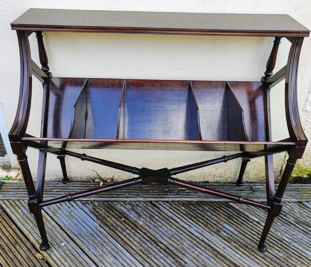 Edwardian mahogany library book trough , in the George III style. View VIII