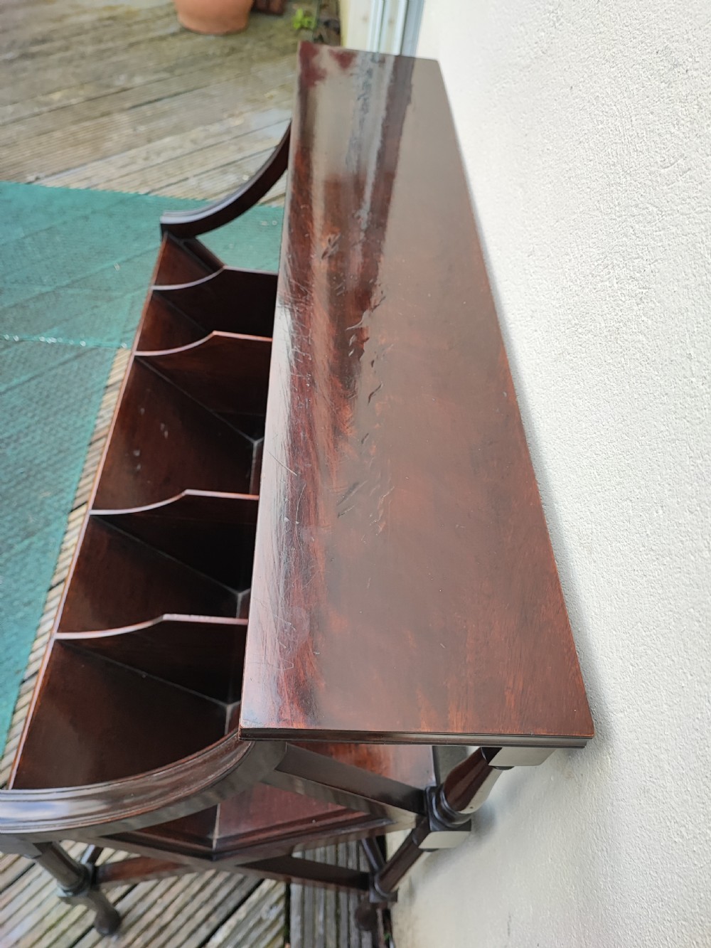 Edwardian mahogany library book trough , in the George III style. View XII