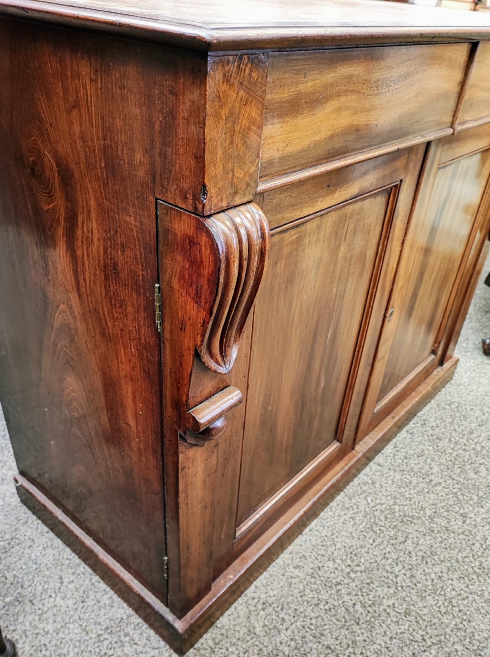 A fine Regency marble top mahogany side cabinet. View VII