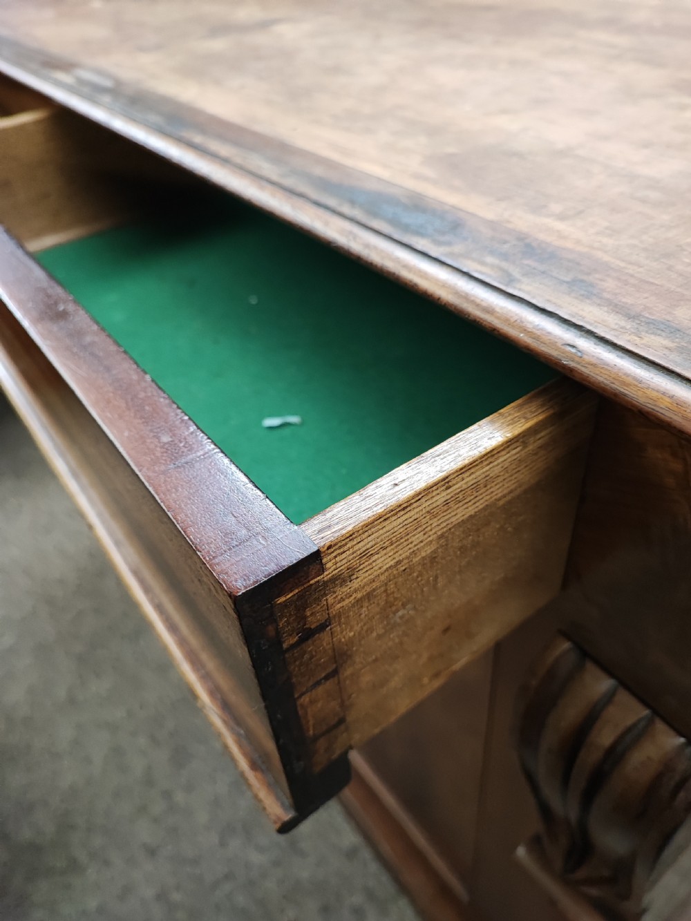 A fine Regency marble top mahogany side cabinet. View IX