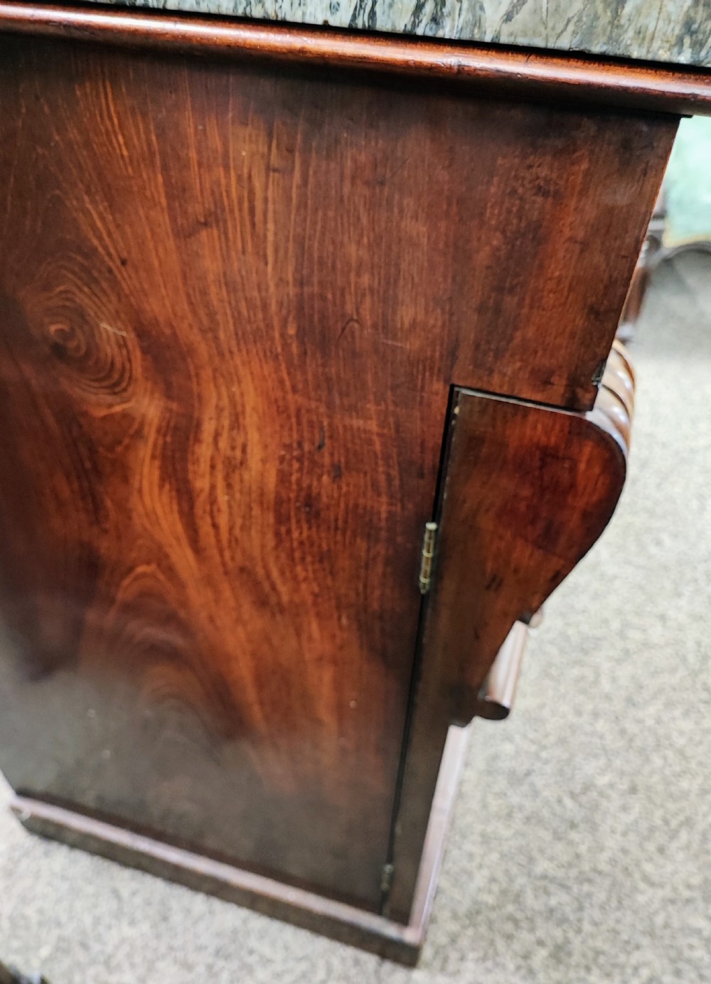 A fine Regency marble top mahogany side cabinet. View XIV