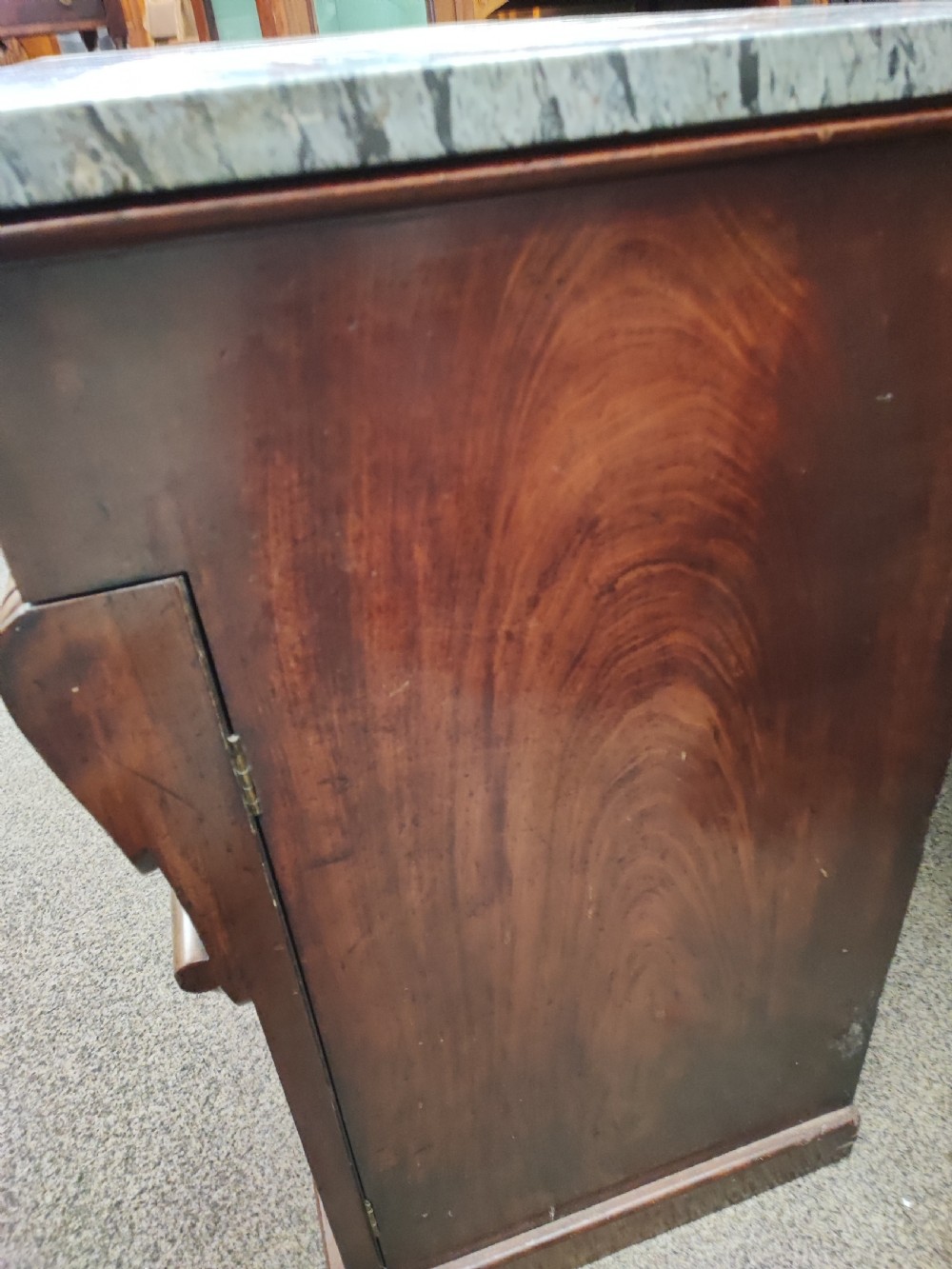 A fine Regency marble top mahogany side cabinet. View XVII