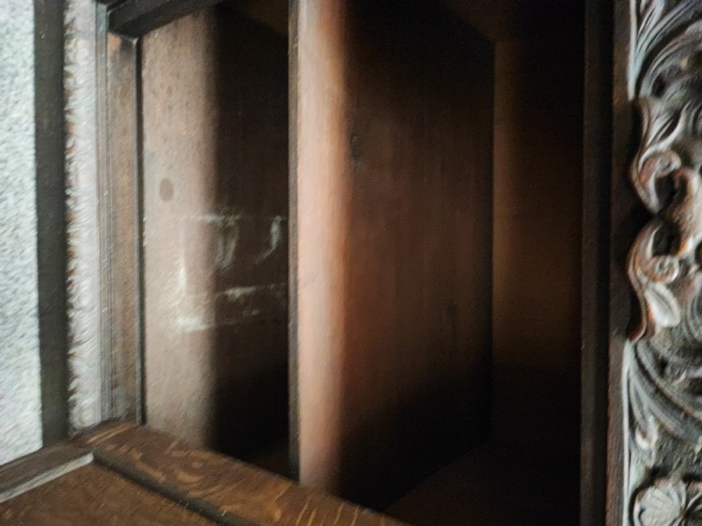 Victorian carved Green Man oak sideboard. View VI