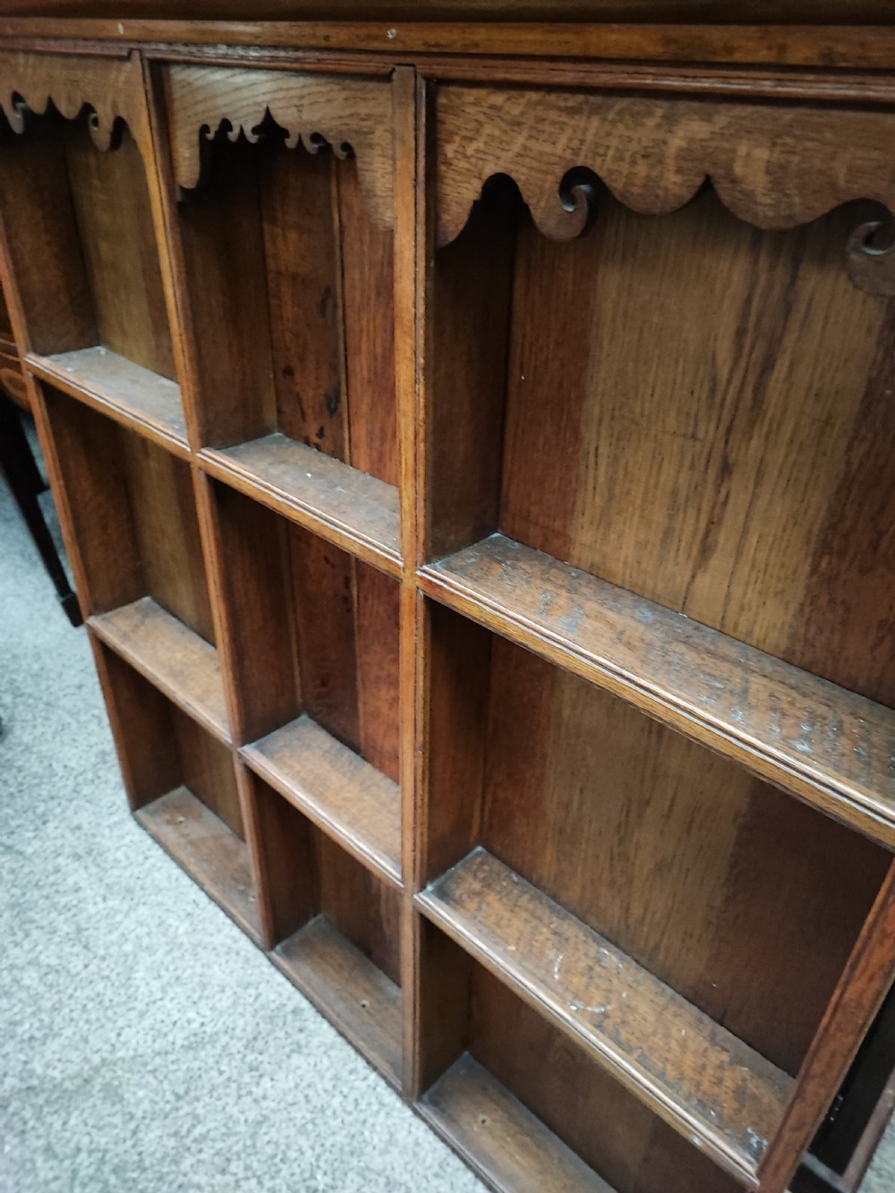 A pretty antique wall mounted oak Delft rack. View VIII