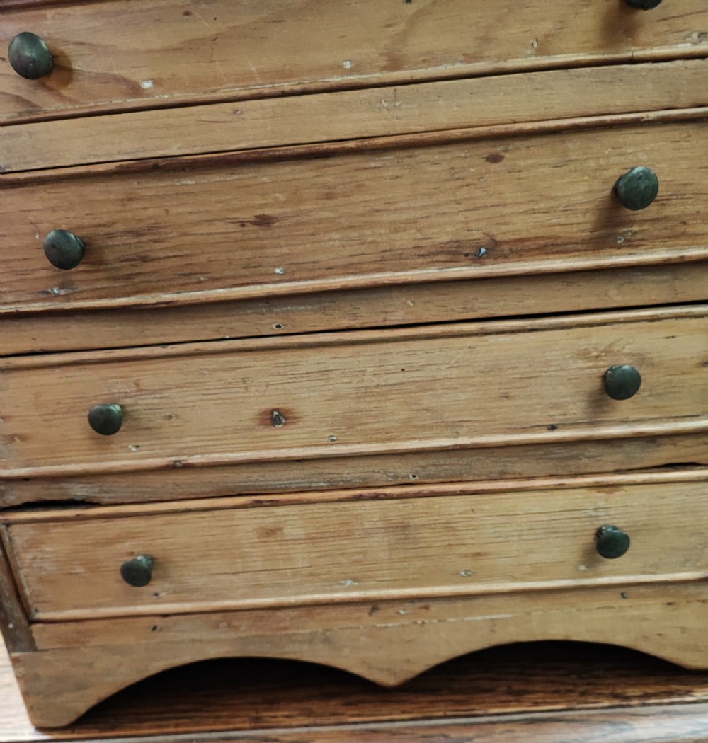 19c miniature pine chest of drawers. View VIII