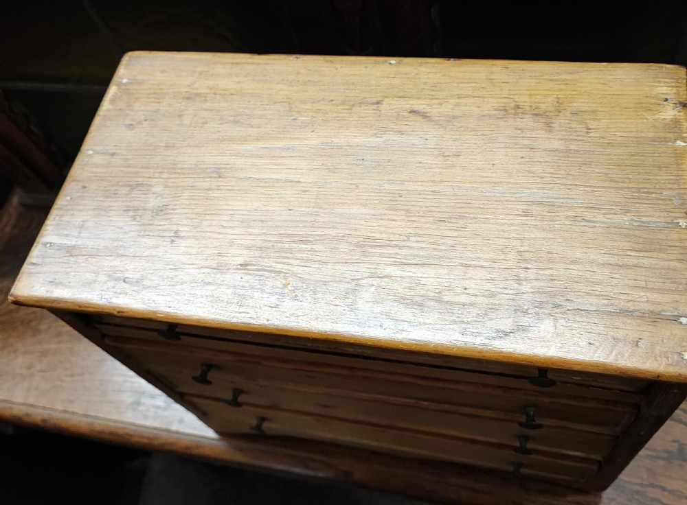 19c miniature pine chest of drawers. View X