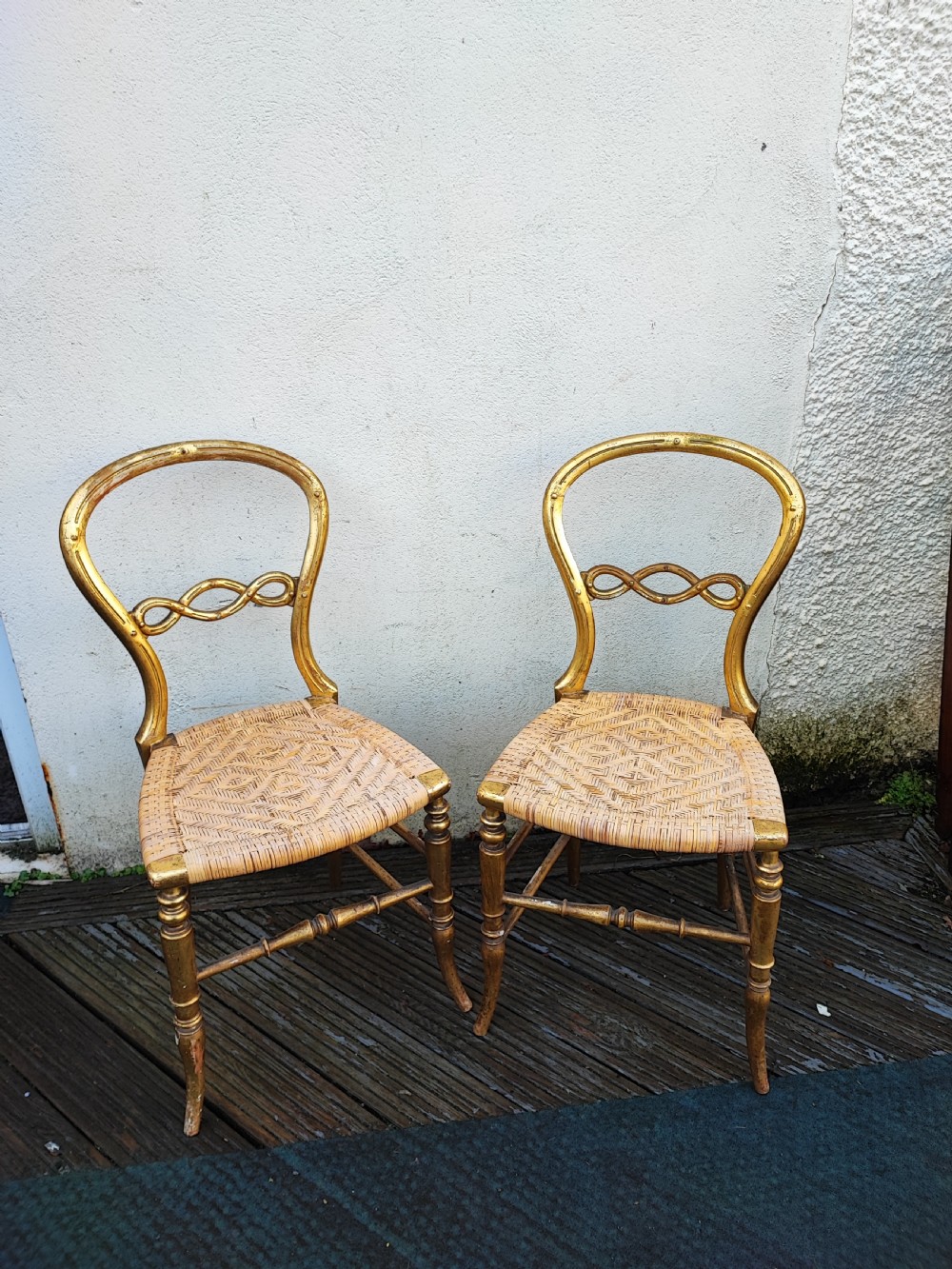 A pretty pair of Victorian giltwood bedroom chairs 
