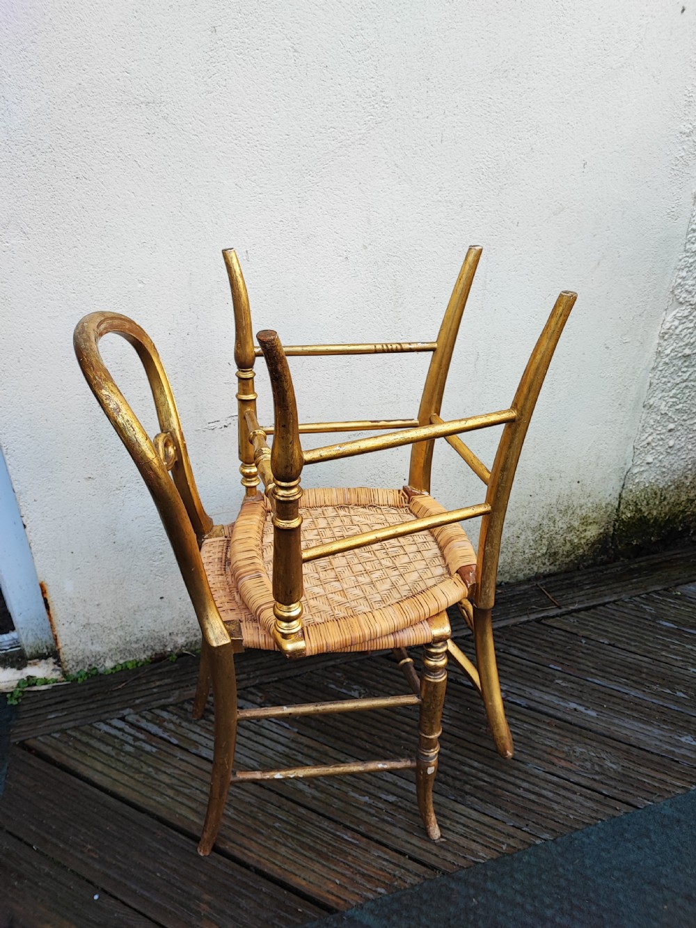 A pretty pair of Victorian giltwood bedroom chairs  View V