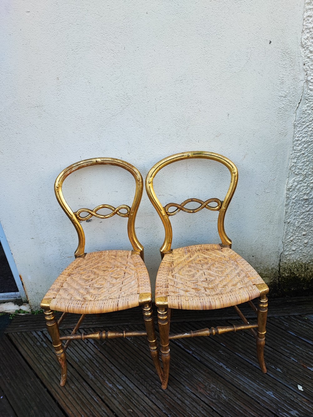 A pretty pair of Victorian giltwood bedroom chairs  View X
