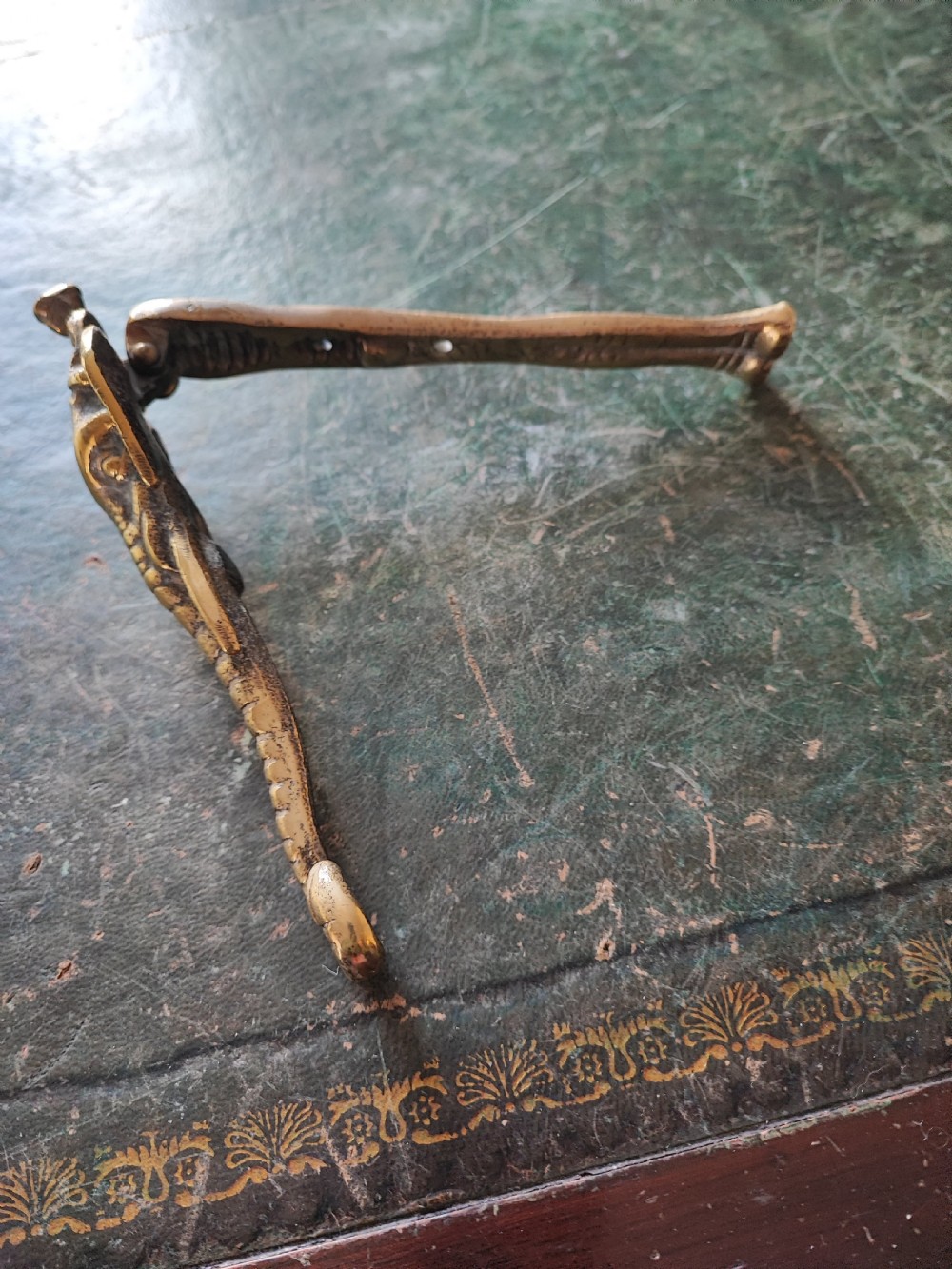 A Victorian brass elephant door knocker. View V