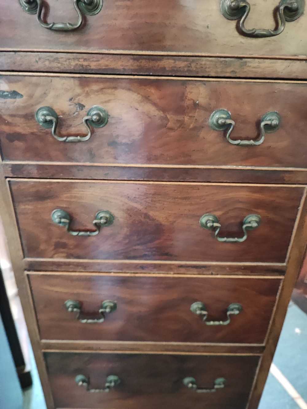 Antique mahogany tall chest of drawers. View III