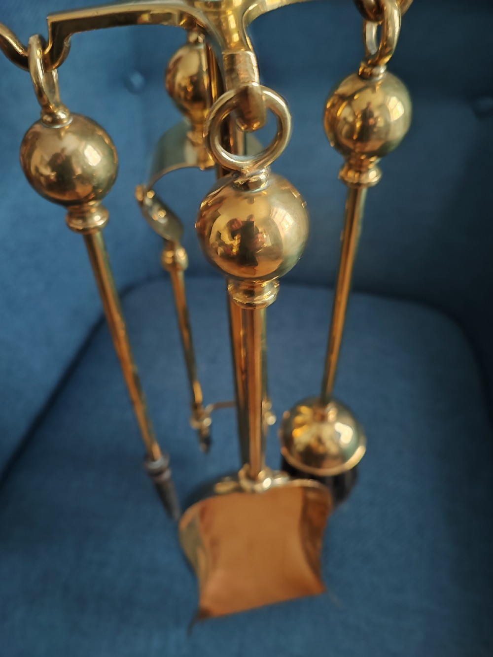 Victorian brass companion set of fire irons  View III