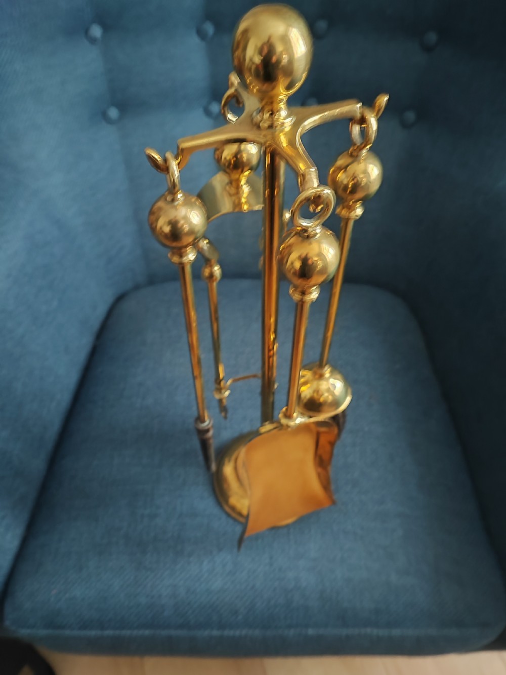 Victorian brass companion set of fire irons  View IV