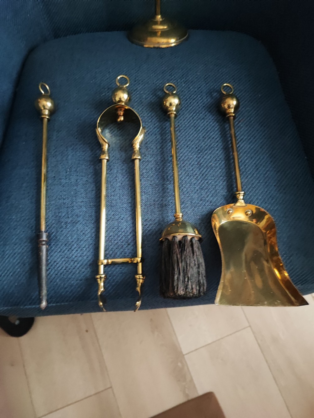 Victorian brass companion set of fire irons  View VI