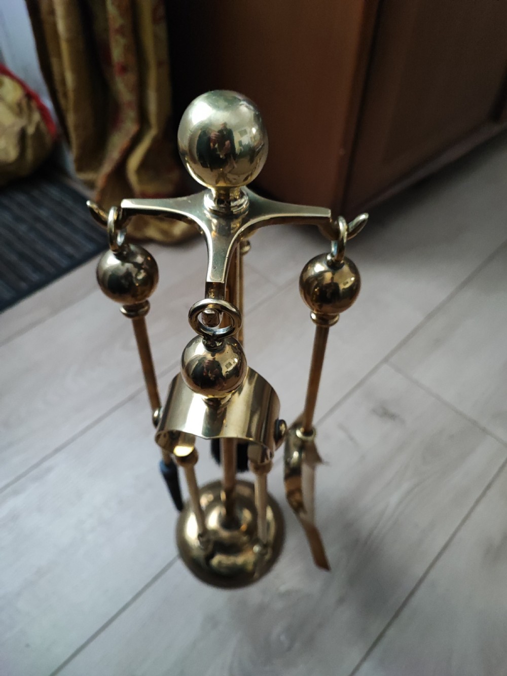 Victorian brass companion set of fire irons  View VIII