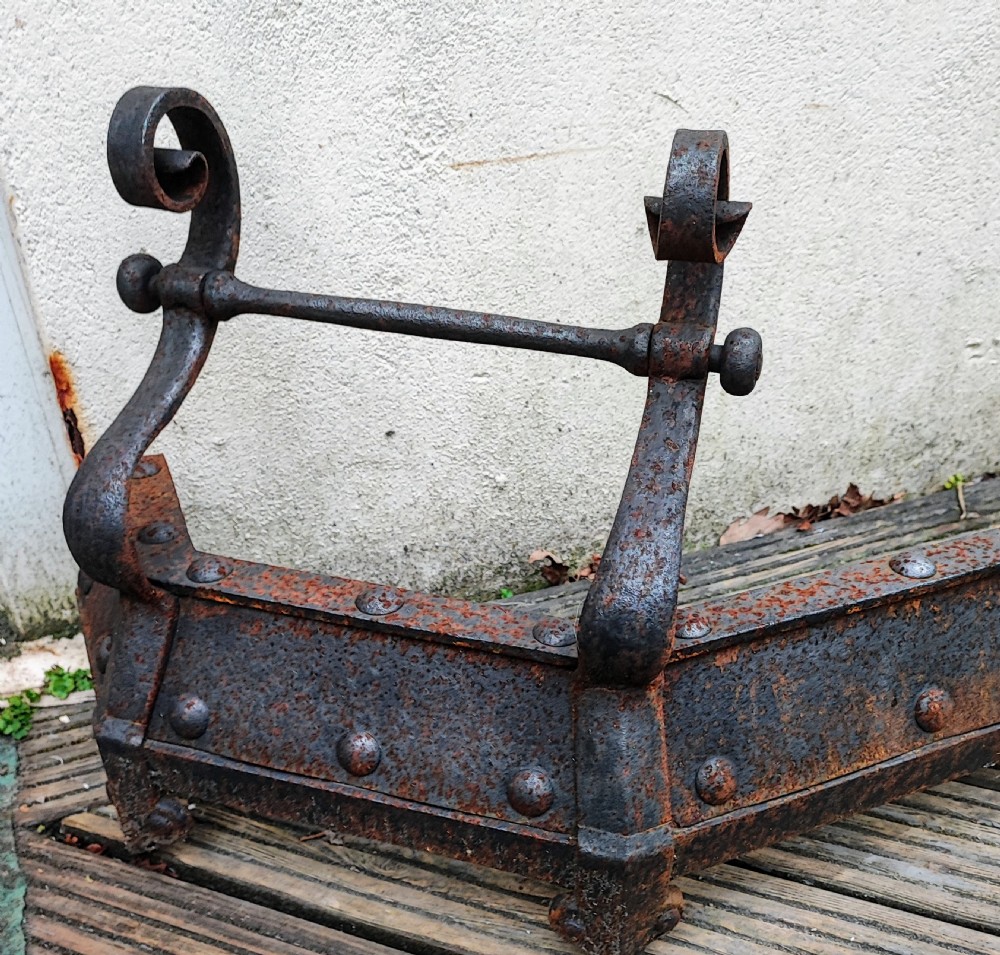 Antique ,grand arts and crafts iron fender  View II