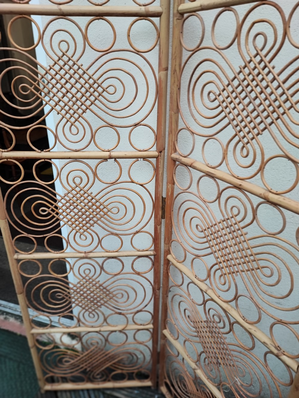 A decorative 3 fold bamboo screen. View III