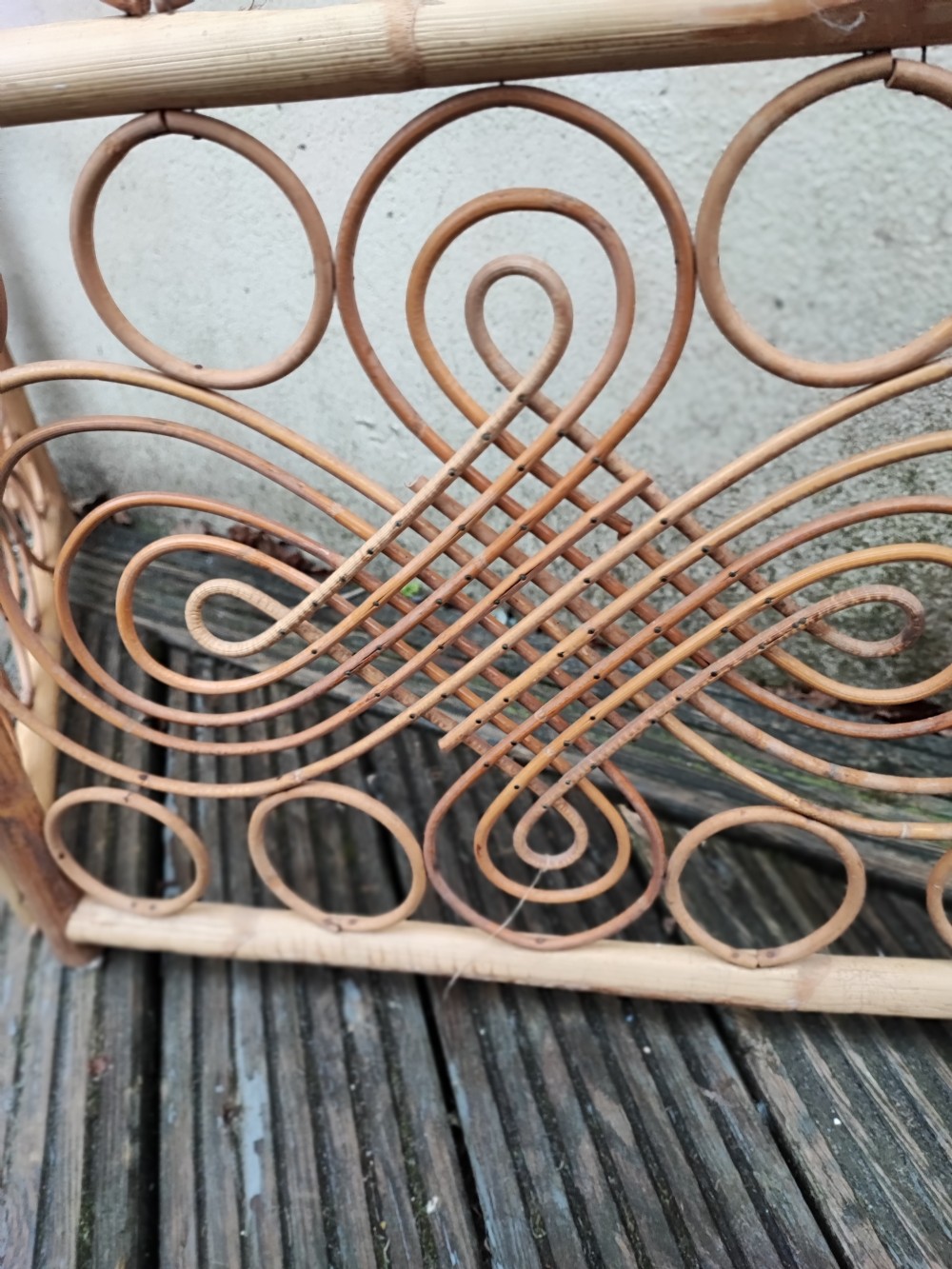 A decorative 3 fold bamboo screen. View IV