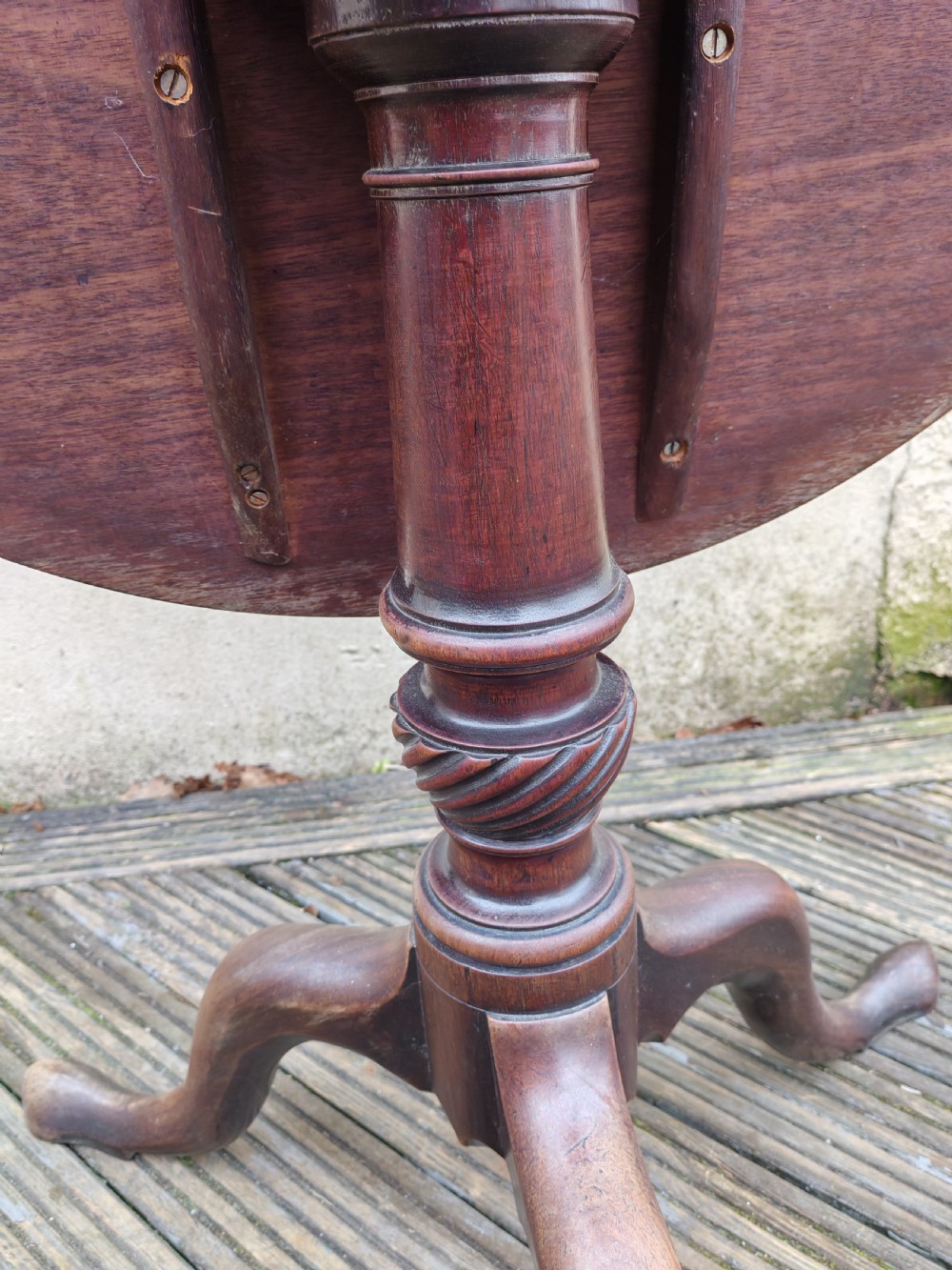 Georgian mahogany tripod table. View VIII