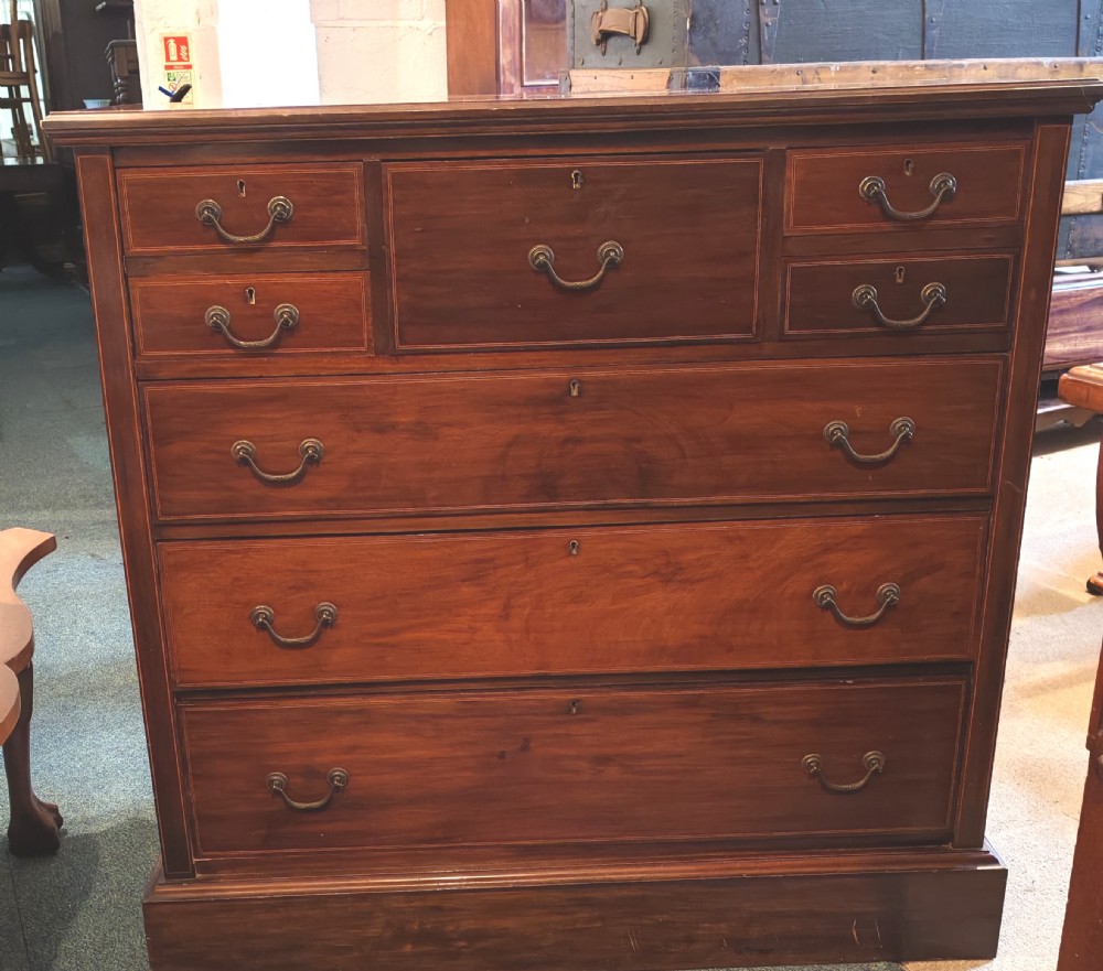 Edwardian inlaid mahogany chest of drawers.