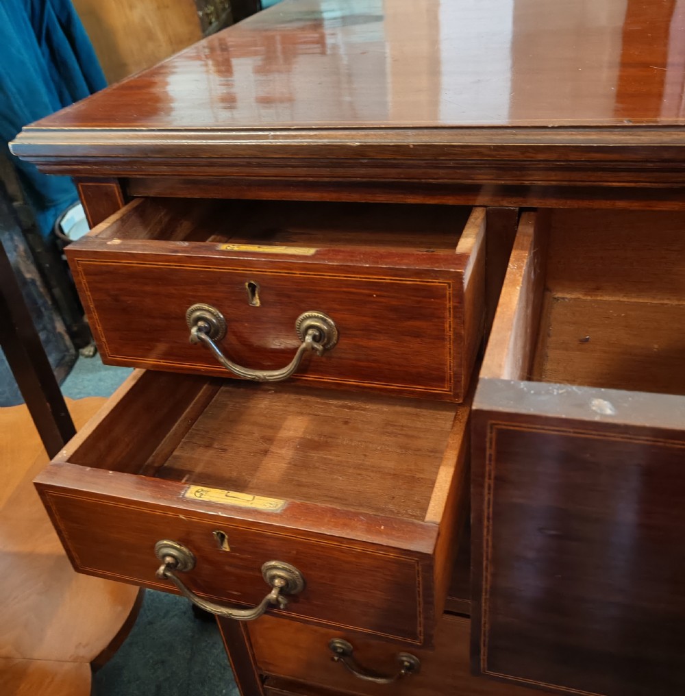 Edwardian inlaid mahogany chest of drawers. View VIII