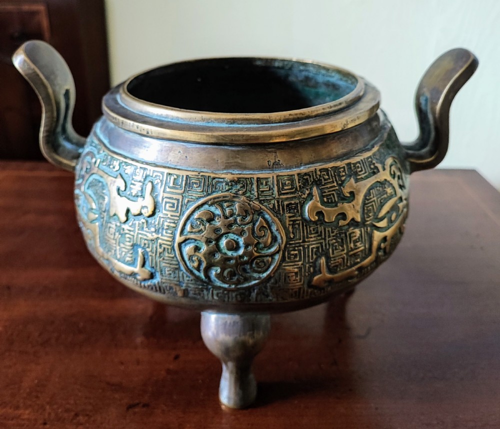 Antique, Chinese bronze censor. View IV
