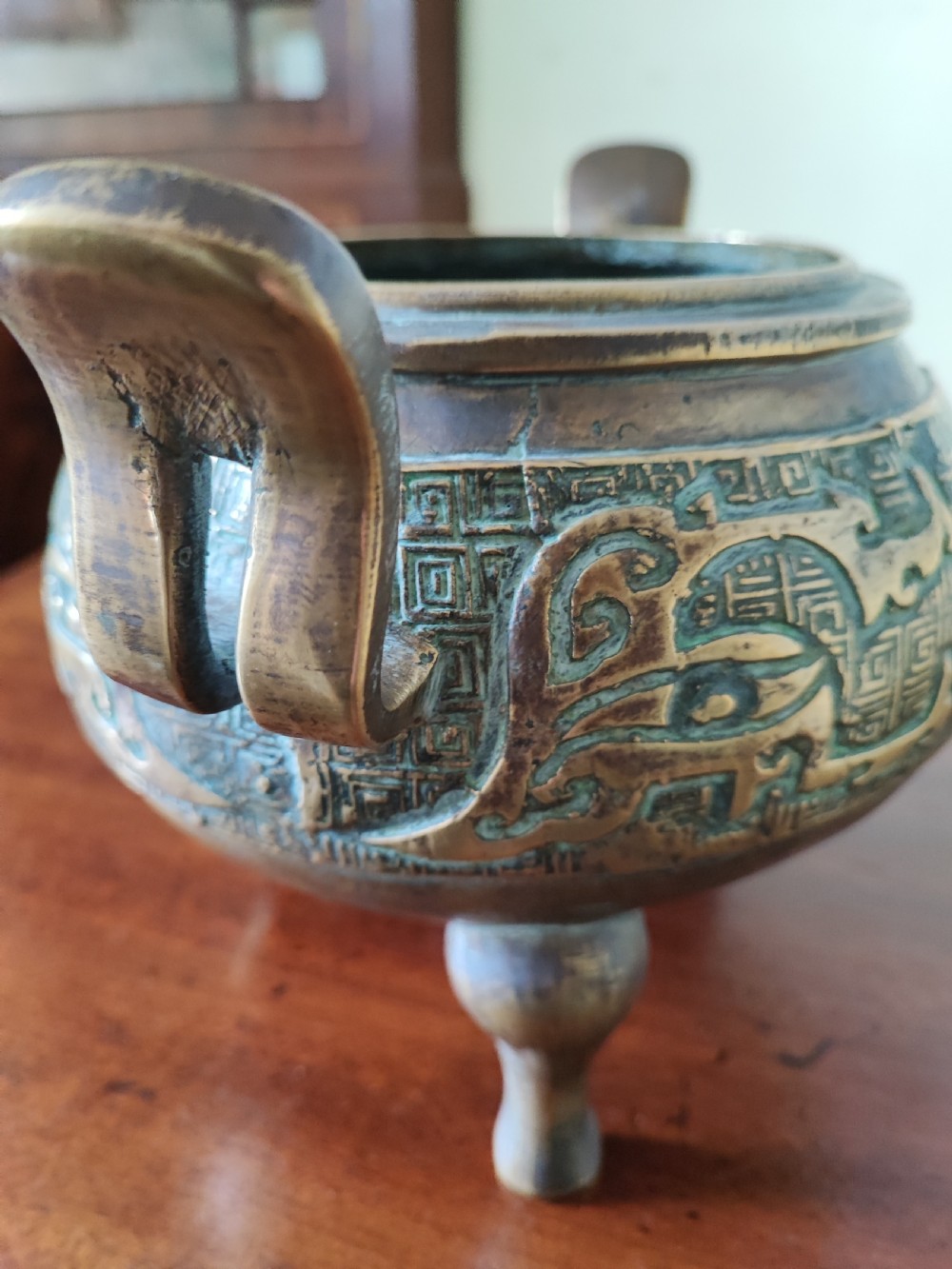 Antique, Chinese bronze censor. View VI