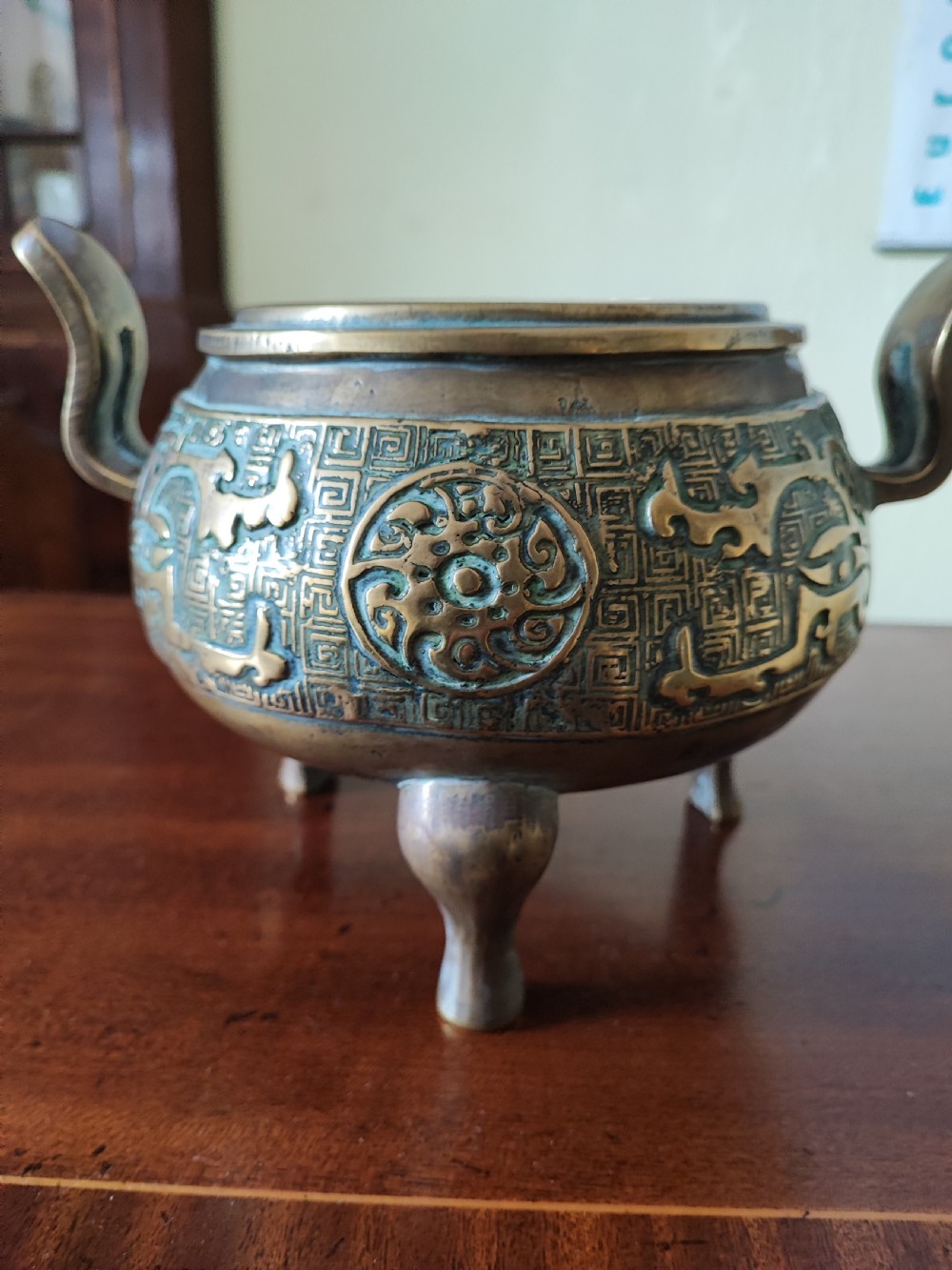 Antique, Chinese bronze censor. View VII