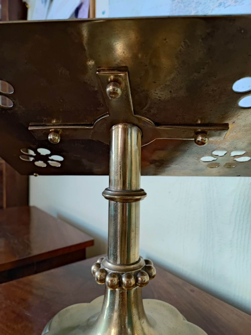 Fabulous quality 19c brass table lecturn or reading stand in the Gothic taste. View II