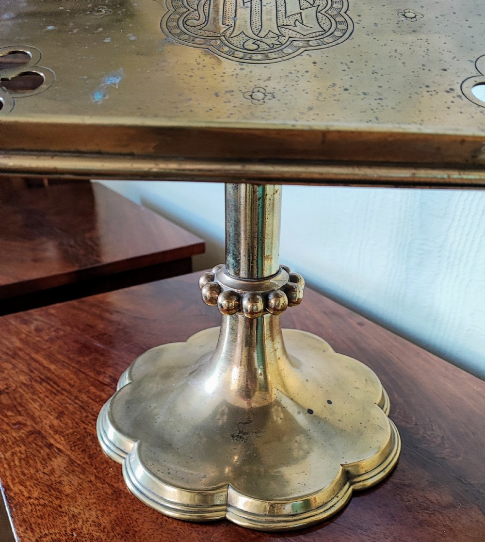Fabulous quality 19c brass table lecturn or reading stand in the Gothic taste. View XI