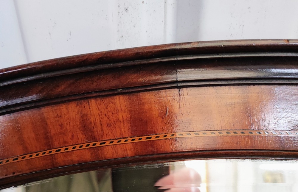 Antique inlaid mahogany oval mirror. View III