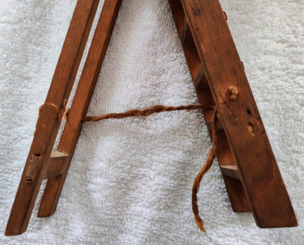 Antique set of miniature pine step ladders. View VIII
