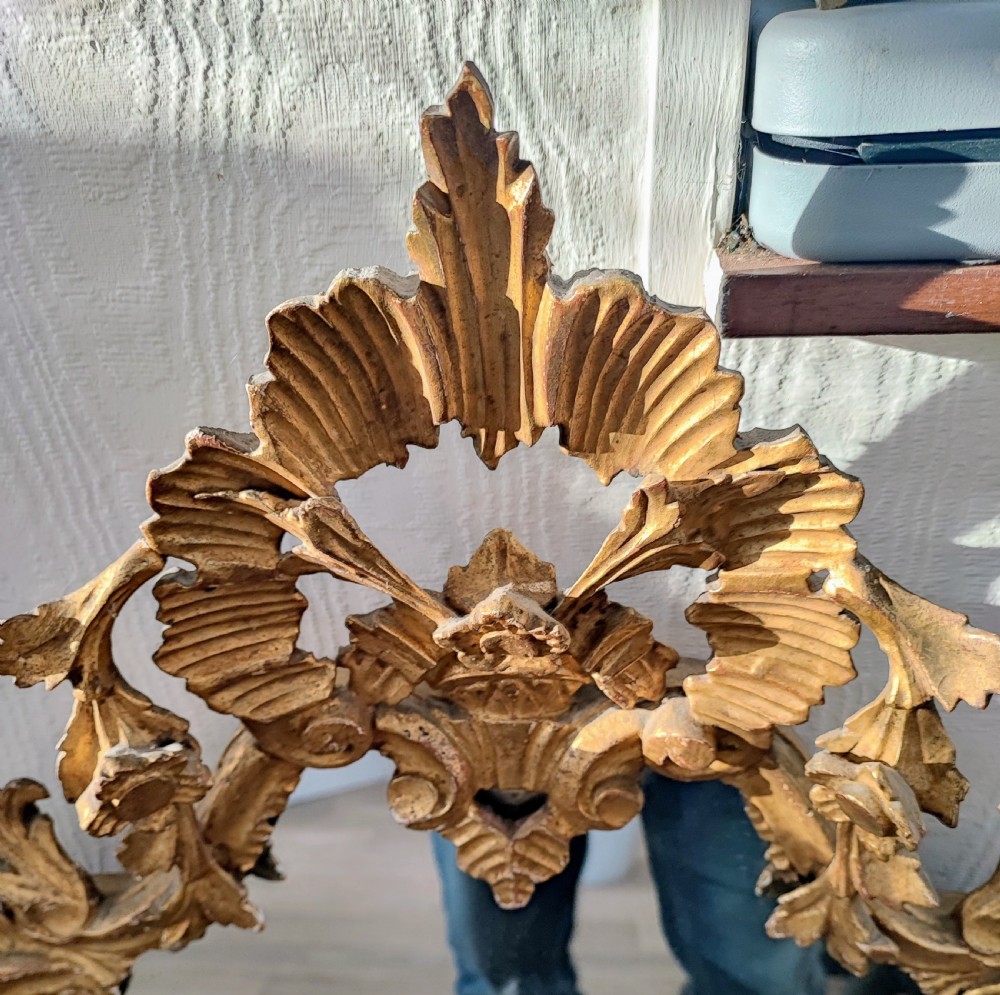 Antique Italian carved giltwood mirror. View II