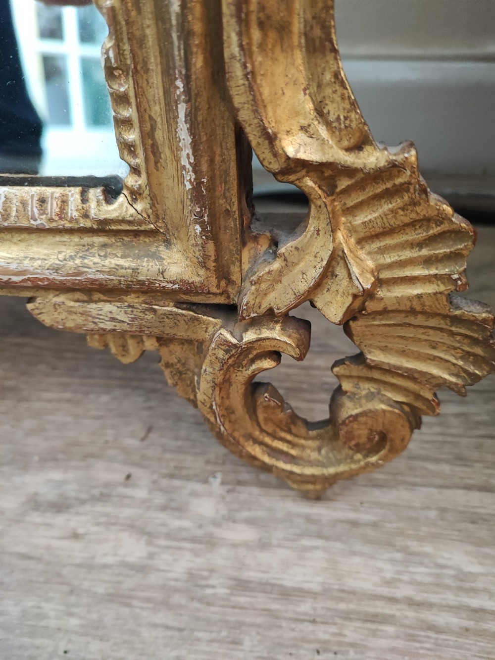 Antique Italian carved giltwood mirror. View IV