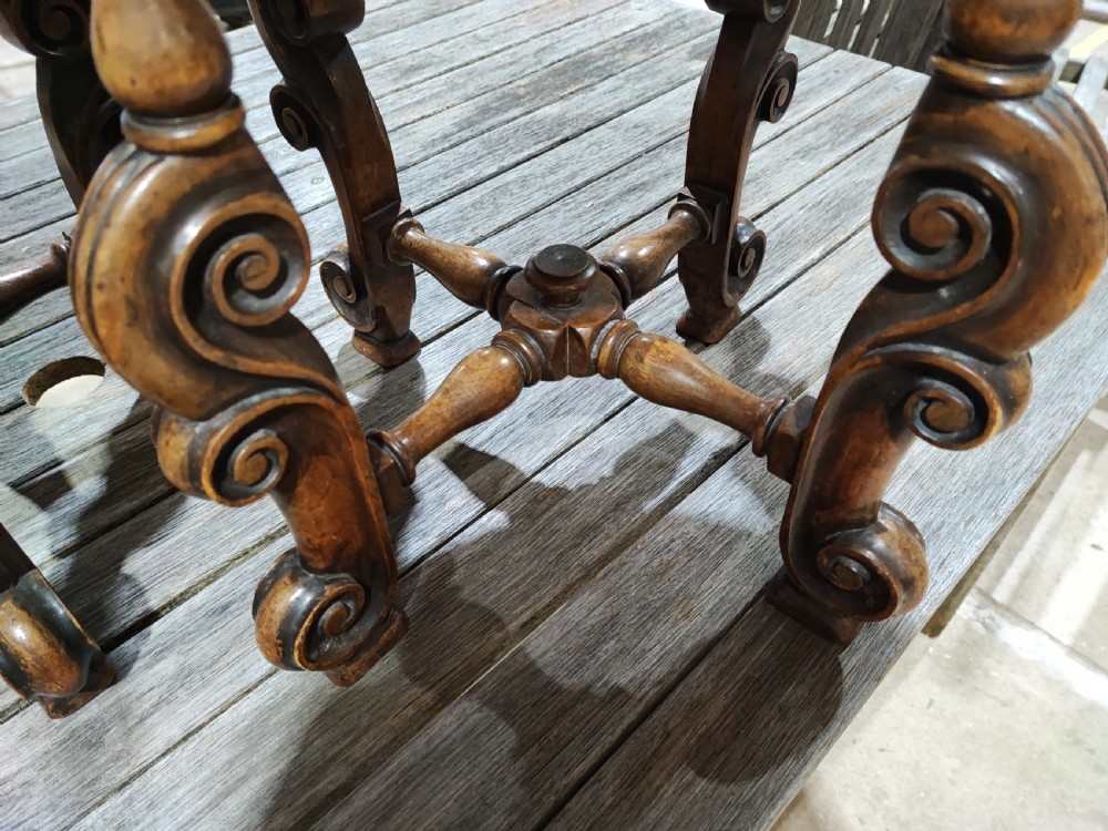 Antique pair of walnut low tables or stands. View II