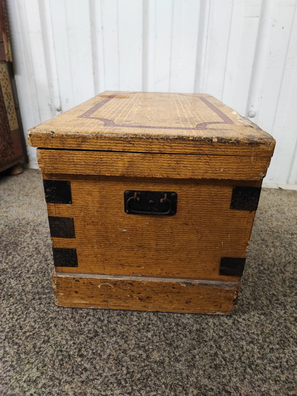 19c small pine trunk with original paintwork. View III